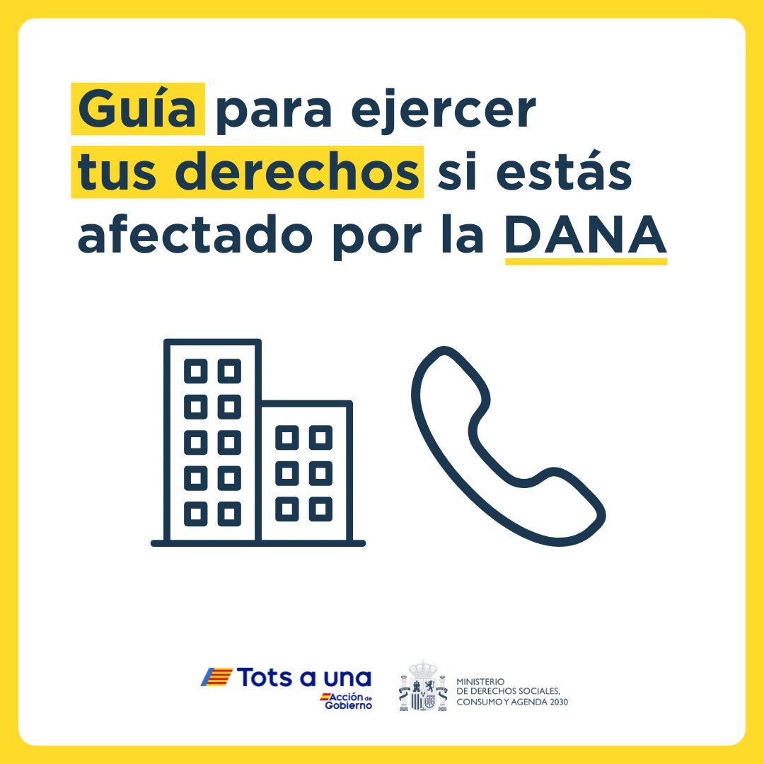 🟡 Publicamos una guía con los derechos que puedes ejercer si estás afectado por la DANA.

ℹ️ En este link te contamos con detalle: dsca.gob.es/es/comunicacio…

Pero te lo explicamos también en este hilo 🧵