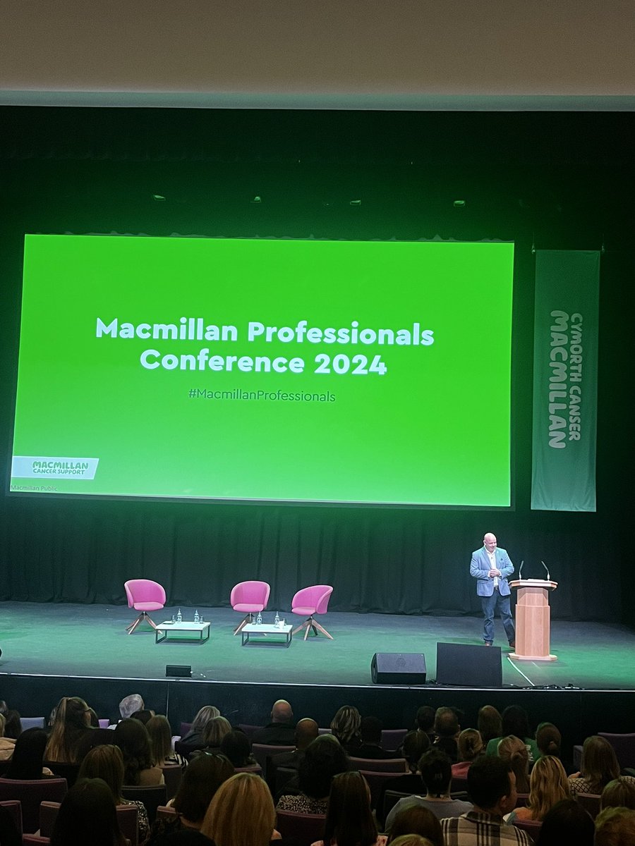 Very excited to be attending my first <a href="/macmillancancer/">Macmillan Cancer Support</a> Macmillan Professionals conference with <a href="/PughRichardpugh/">Richard Pugh</a> starting the day. Lucky to be alongside by wonderful AHP colleagues <a href="/joho121077/">Jo Horton</a> <a href="/SLewisRD/">Sian Lewis</a> @JackiePottleOT <a href="/JanevSpiveyRD/">Jane Spivey</a> @CollinsRhian
