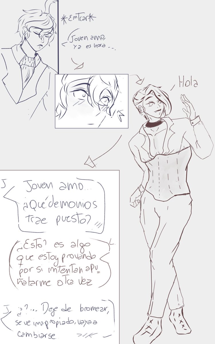 kenna22011's tweet photo. vamos de nuevo)
AU donde omega!Lloyd crea un corsé anti puñ4l4das, para utilidad e intentar ir a la moda de los omegas (por petición de todos)
Javier no esta muy convencido de su nuevo outfit (? 1/2
#TGDE #javilloyd https://t.co/UYaCNex6Gl