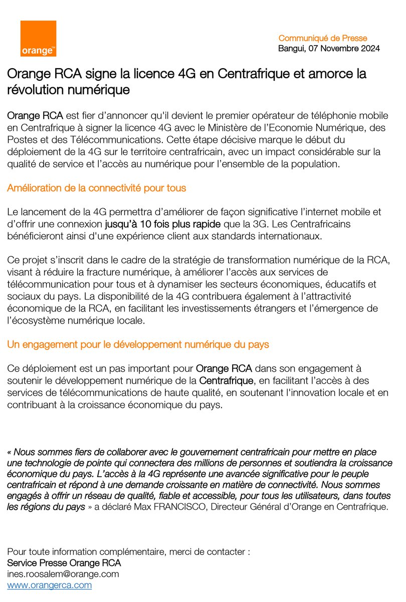 Orange Centrafrique tweet media