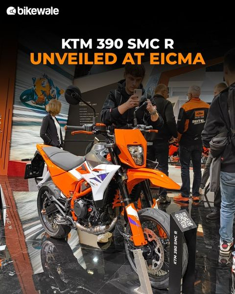 BikeWale's tweet photo. As badly as we want the KTM 390 SMC R to come to India, it's chances of arriving on our shores are equally slim
What do you think of supermoto as a concept?

#ktm #390smcr #supermoto #ktm390smcr #bwunveil #eicma2024 #bikes #motorcycles #bikeupdates https://t.co/DEcSgtbAft
