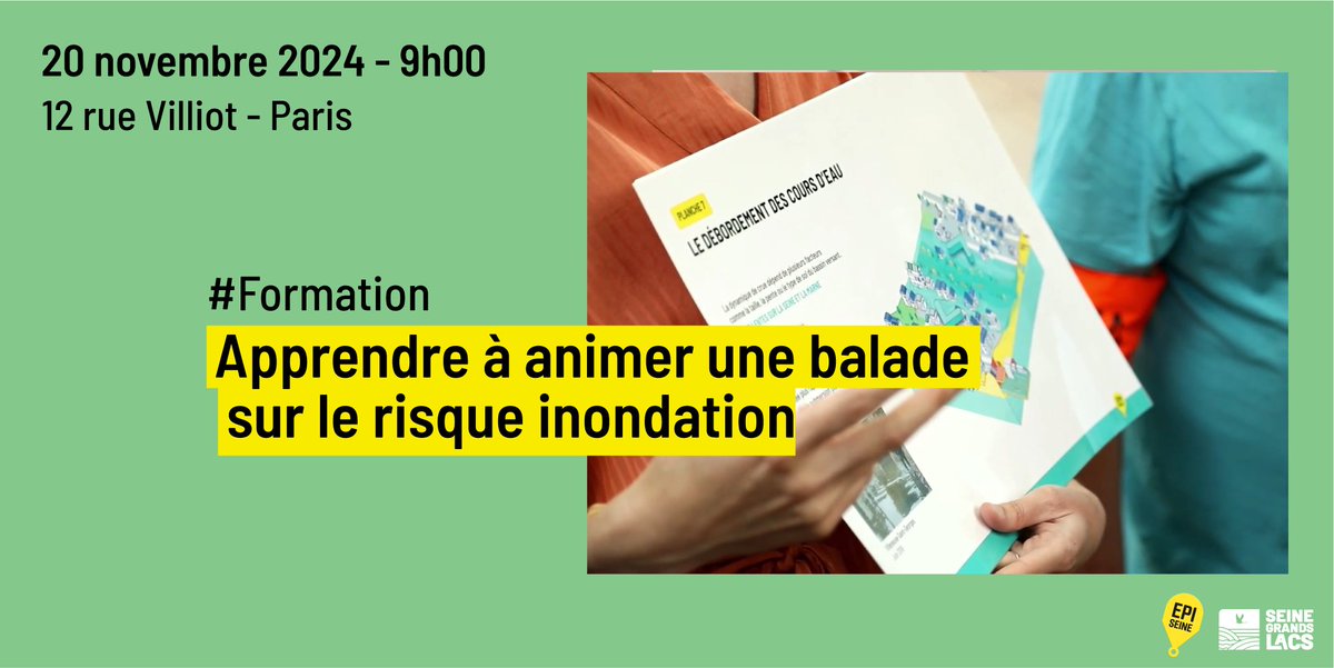 Il reste des places pour la formation "Apprendre à animer une balade sur le risque #inondation" ! 🗓️
Découvrez comment organiser et animer une balade sur votre territoire, le 20 novembre, de 9h à 16h30.
Inscrivez-vous à prochaine formation gratuite,  : episeine.fr/agenda/2024/11…