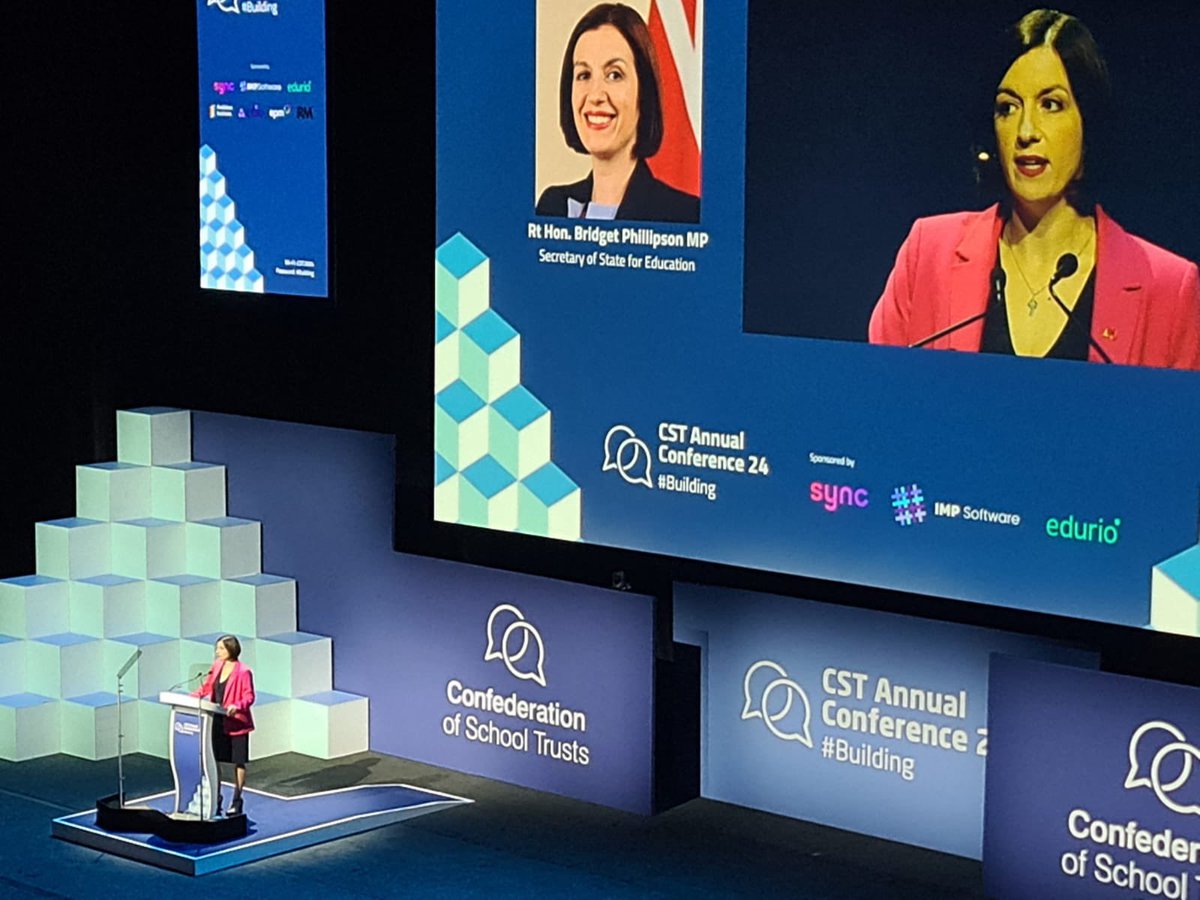 Excellent theme at <a href="/CSTvoice/">Confederation of School Trusts</a> Annual Conference 2024 #Building 

Insightful and thought provoking messages from <a href="/LeoraCruddas/">Leora Cruddas CBE</a> and <a href="/bphillipsonMP/">Bridget Phillipson</a>