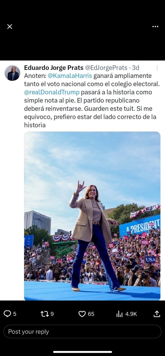 Atención <a href="/EdJorgePrats/">Eduardo Jorge Prats</a>  creo que este comentario fue más como parte de la emoción que parte de una verdad deep análisis sobre las elecciones Norteamericana.  Na había manera de que su comentario coincidiera con la realidad.