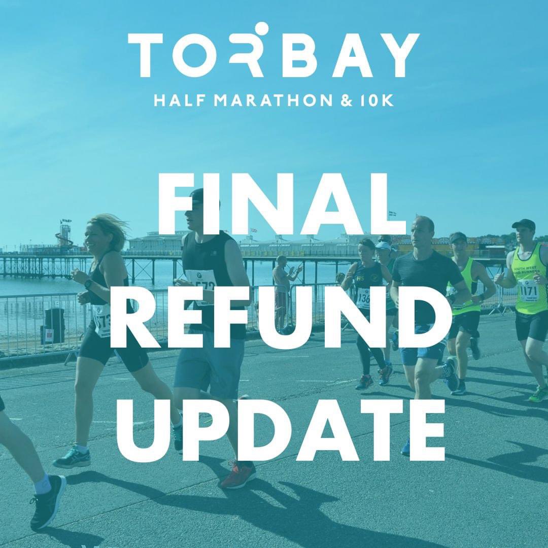 We can now confirm that all refunds have now been processed for the 2024  Torbay Half Marathon and 10k. 

We are now looking forward to next year's event and hope to see you on the 21st September on the English Riviera.