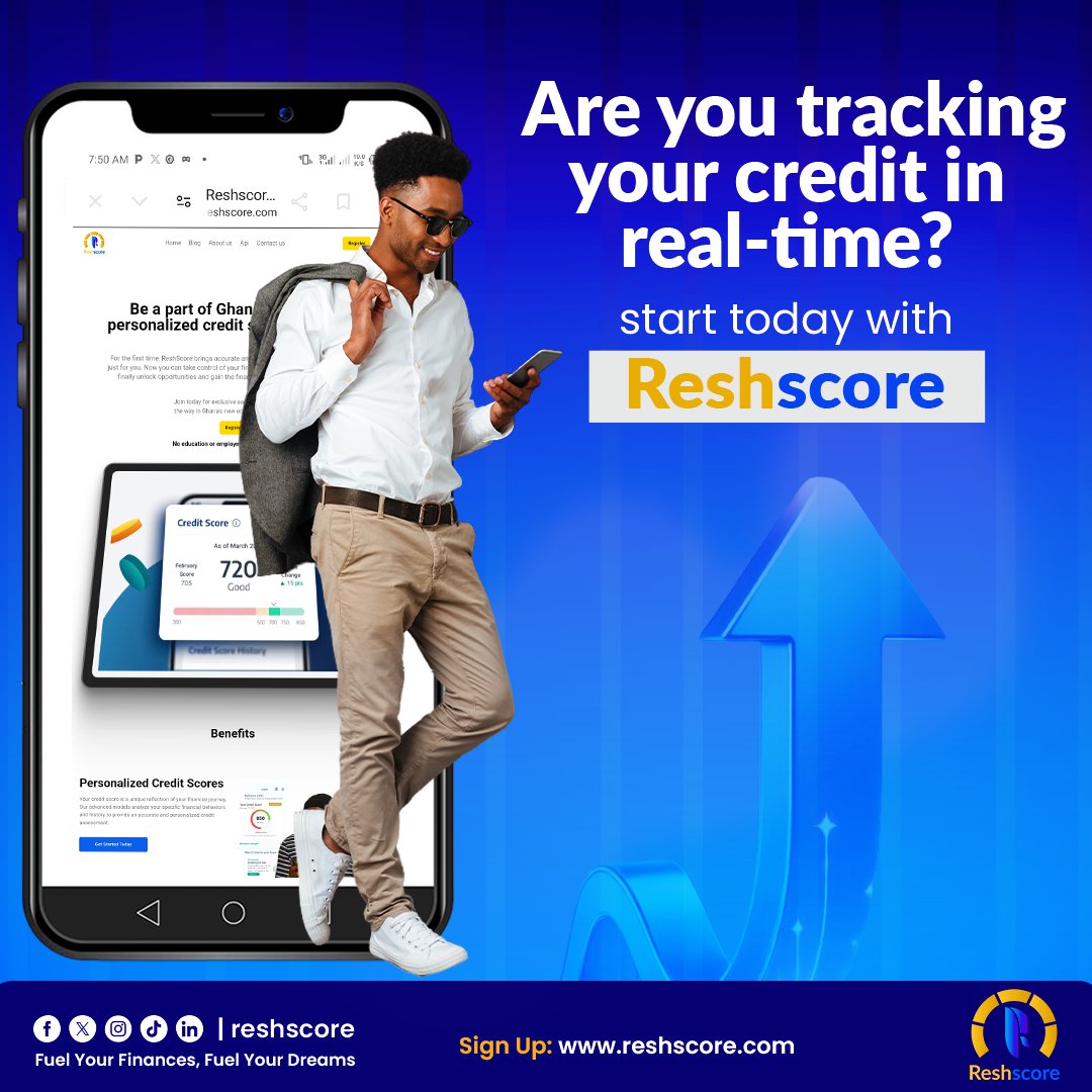 reshscore's tweet photo. Are you tracking your credit in real-time? ๐
Sign up today at https://t.co/TmRNHhCc1t and fuel your finances to fuel your dreams! ๐
#CreditTracking #FinancialFreedom #Reshscore #StayInControl #CreditScore #FinanceTips #GhanaFinances https://t.co/jDNZRT8lCH