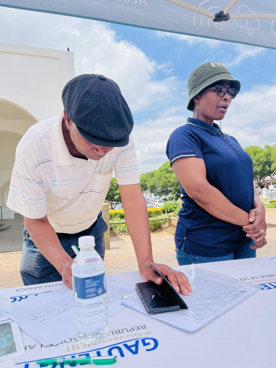 GautengeGov's tweet photo. Our officials were on the ground in Mogale City, helping residents download this essential safety app—available on both the App Store and Google Play. Your safety is now just a tap away! Download the app today and stay protected. #GautengEPanicButton #YourSafetyMatters https://t.co/4M4DCRlboI