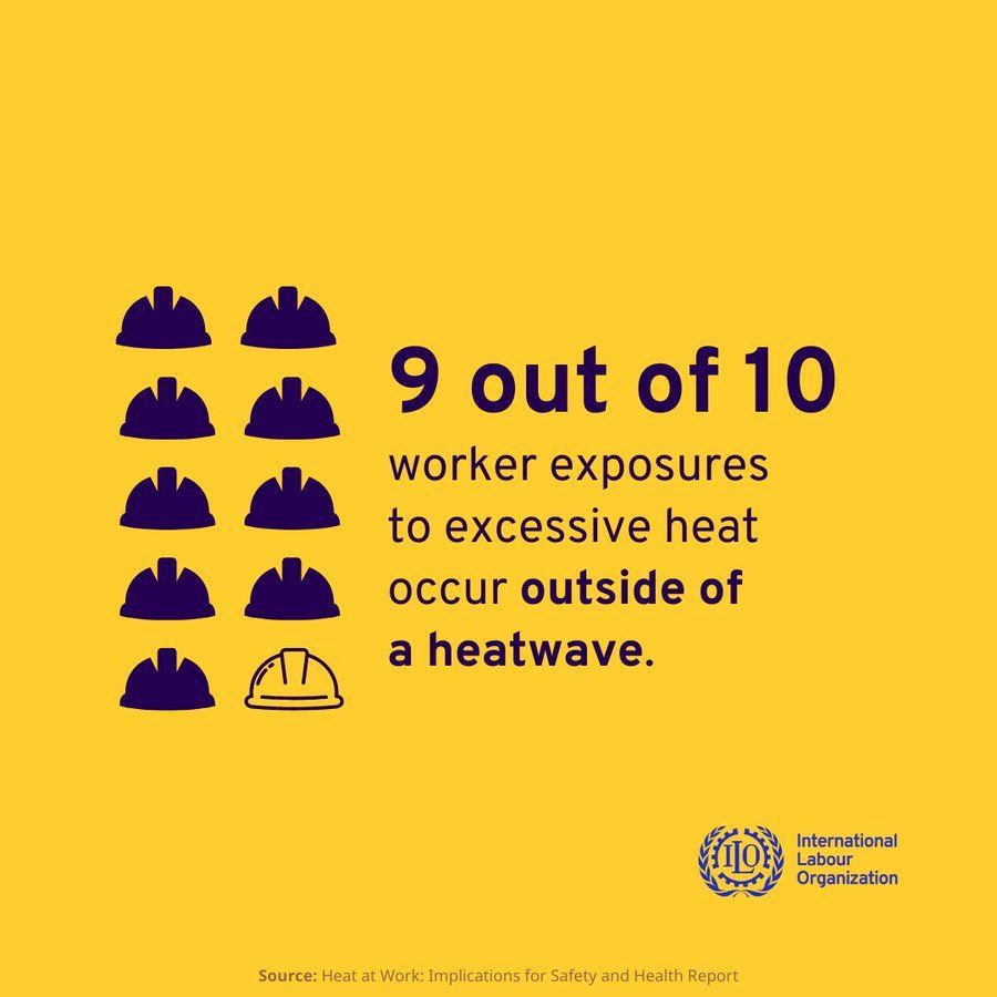 70% of workers face extreme heat, causing injuries &amp; deaths.  

We need #SocialJustice &amp; #DecentWork for a safe, sustainable future.  

Learn more about the ILO's goals at #COP29: buff.ly/3Ax9Ft8