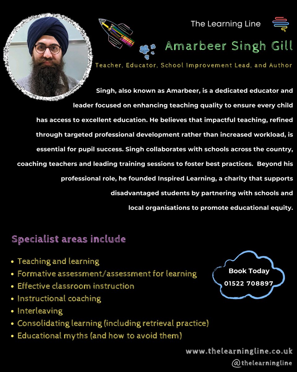 The Learning Line (@thelearningline) on Twitter photo Looking to raise the quality of teaching and learning in your school or organisation?
<a href="/SinghAmarbeerG/">Amarbeer Singh Gill</a> , a dedicated educator, school improvement lead, and author, is available to share his expertise with your team! With years of experience in coaching teachers, refining Looking to raise the quality of teaching and learning in your school or organisation?
<a href="/SinghAmarbeerG/">Amarbeer Singh Gill</a> , a dedicated educator, school improvement lead, and author, is available to share his expertise with your team! With years of experience in coaching teachers, refining