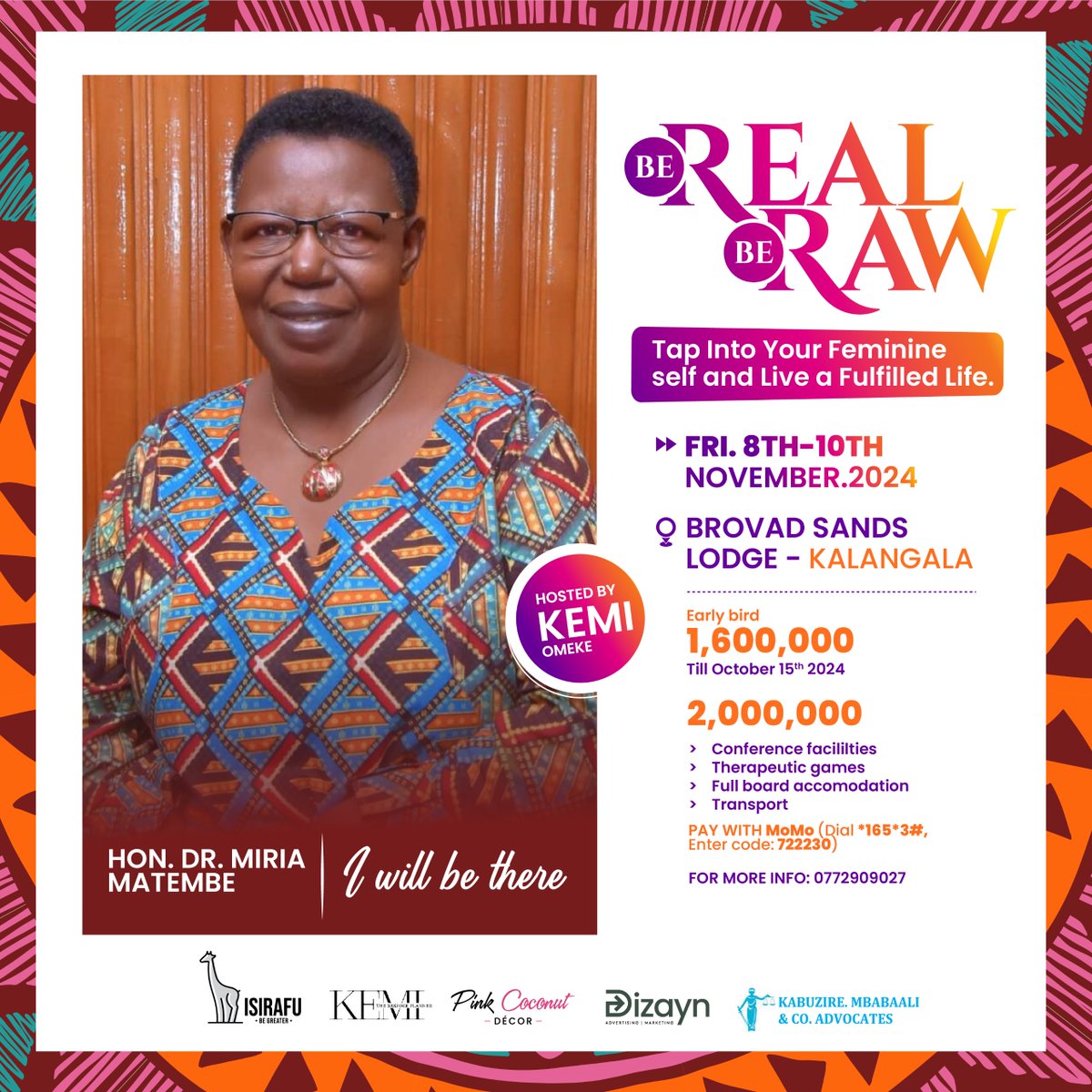 Kemi_Omeke's tweet photo. Here’s the incredible lineup of guests joining us at the #BeRealBeRaw retreat, starting tomorrow!

We’re honoured to welcome Hon. Dr. Miria Matembe, Remmie Male, Mariam Mbabali, Coach Dissan Mayanja, and Semanda Brian. 🌟

Who are you most excited to hear from?
Let me know in the comments!

#BeRealBeRaw