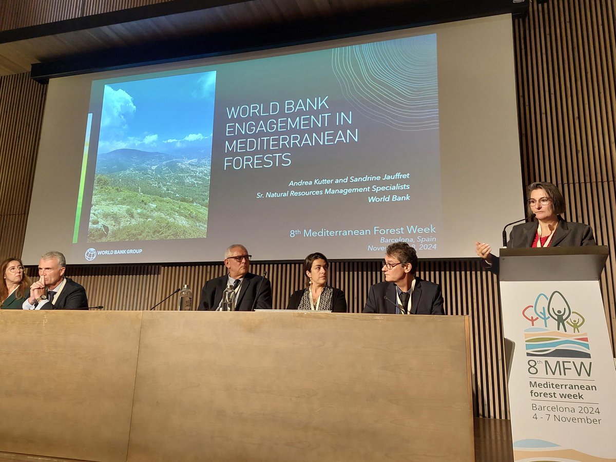 medforestweek's tweet photo. 📢 At session 6⃣ of the 8th #MedForestWeek, @SJauffret from @WorldBank and Andrea Tinagli from @UfMSecretariat & @EIB are discussing financial instruments for #forest related #DevelopmentCooperation in the #Mediterranean 🤝 https://t.co/bjYrmc23VG