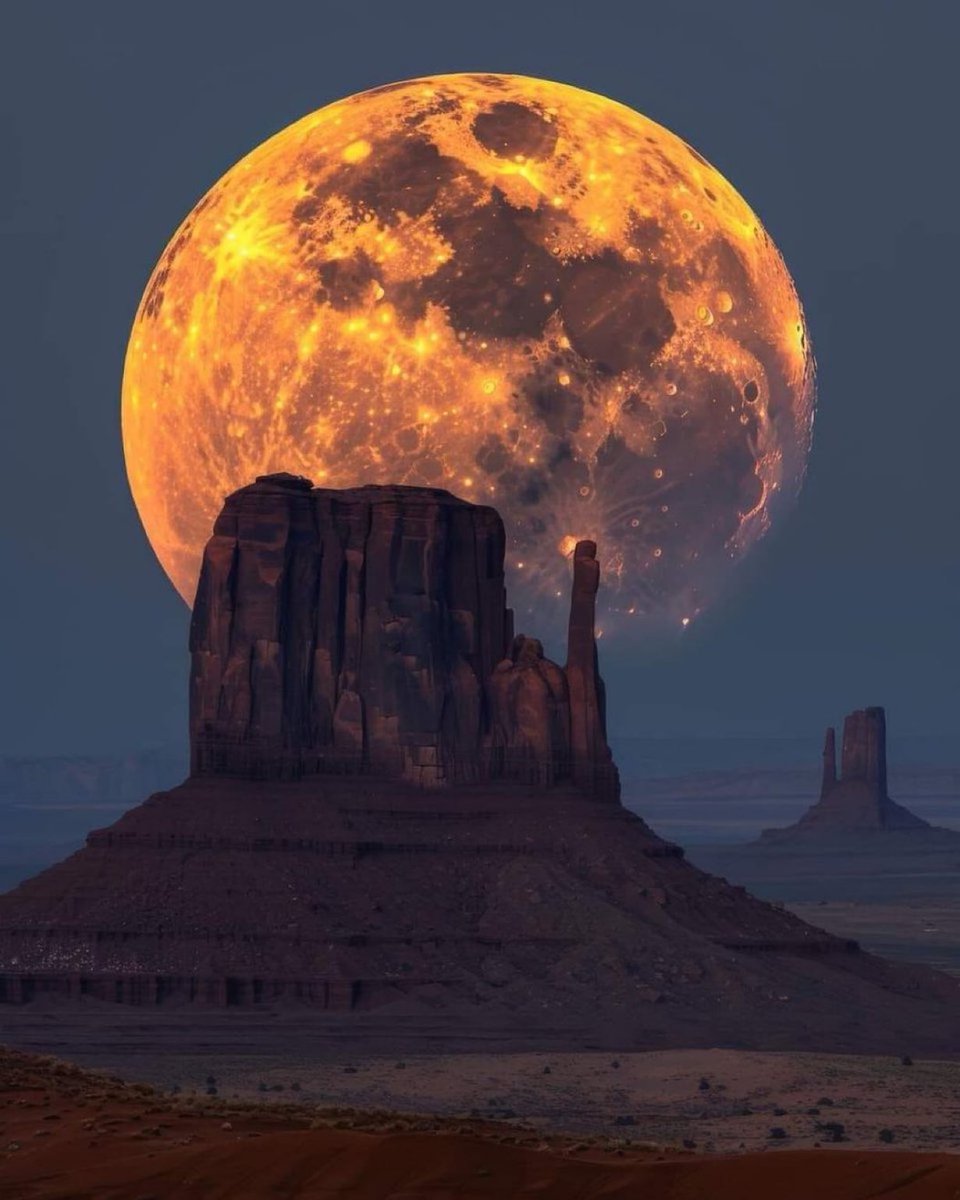 M1ONLOVER's tweet photo. Super Moon over Monument Valley, Utah, Arizona. https://t.co/CD57kWxZPE