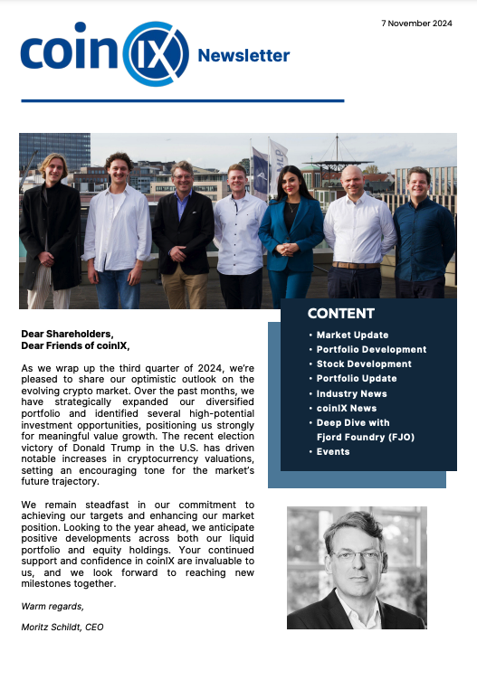 coin_ix's tweet photo. We are thrilled to bring you our latest newsletter, in which we reflect on the past few months & introduce @FjordFoundry (#FJO), our newest investment in #COINVEST #SCI1.
German newsletter: https://t.co/N4gkK6uWRS
English newsletter: https://t.co/L9UFJyNtuM https://t.co/eAWPxBl5hC