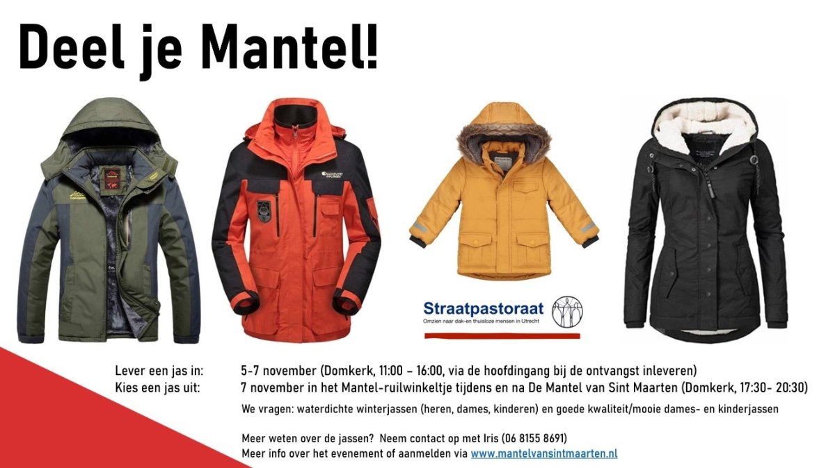 Vandaag vindt de 20e editie van de Mantel van Sint Maarten plaats. Het thema is dit jaar #ziedemens. 

Je kunt vandaag nog een jas inleveren voor dak- en thuisloze mensen in Utrecht. 

Meer info:
mantelvansintmaarten.nl/evenement

#mantel #sintmaarten #ziedemens