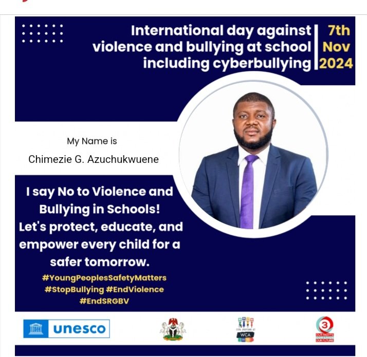 Azuchukwuene's tweet photo. #YouthPeopleSafetyMatters #EndViolence #stopbullying 
@UNESCO @unesco_abuja https://t.co/vfL26OSpxb
