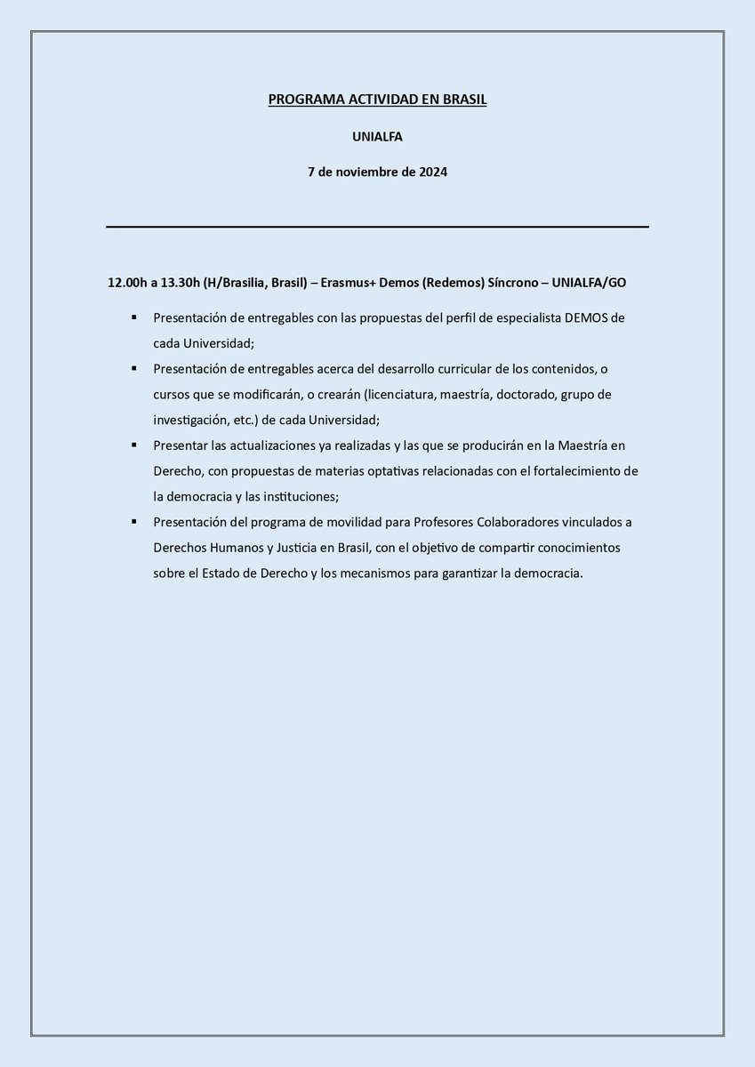 Nell'ambito della missione in corso in Brasile, Elena Bindi, Giammaria Milani e Andrea Pisaneschi hanno partecipato oggi all'"Evento de lanzamiento REDEMOS", la rete di stakeholders del progetto capacity building "DEMOS - Ataques a la Democracia y Populismo".
<a href="/unisiena/">Università di Siena</a>