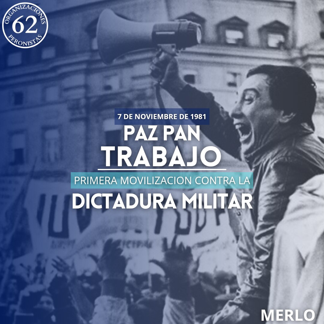🗓7 DE NOVIEMBRE I PAZ PAN Y TRABAJO

La CGT conducida por Saul Ubaldini encabezo la primera gran movilización contra la dictadura.

"Se va a acabar la dictadura militar"

#TodosUnidosTriunfaremos