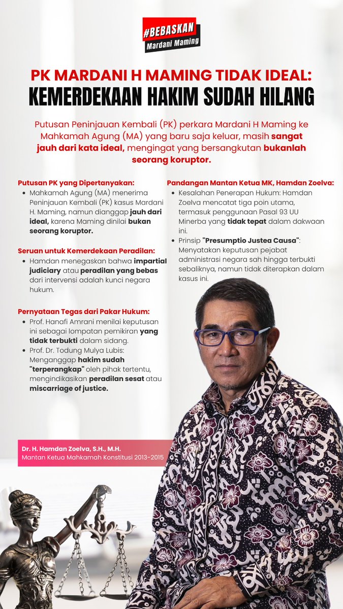 MamingOfficial's tweet photo. PK Mardani Maming Tidak Ideal: Kemerdekaan Hakim Sudah Hilang

#MardaniMaming #BebaskanMardaniMaming #KeadilanUntukMaming https://t.co/ioAog2aCaN