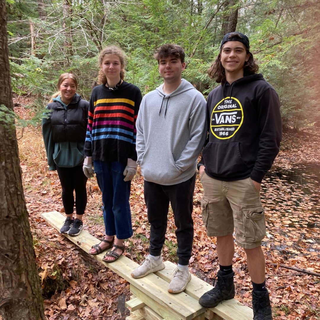 🌲💪 Big thanks to this amazing group of UMass Amherst students who joined us for a volunteer trail-building project at Gifford Family Memorial Forest in Orange!

Together, we built a bridge that spans a section of trail that floods after heavy rainfall. Thank you, <a href="/UMassAmherst/">UMass Amherst</a>!