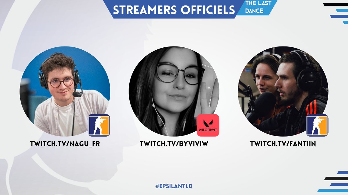 epsilan_fr's tweet photo. 🔴 STREAMERS OFFICIELS 🔴

Nous sommes ravis de vous présenter les streamers officiels pour les tournois #CS2 et #VALORANT :
@NAGU_FR 
@VSFantin 
@ByViviw 

Retrouvez les, tout le week-end, sur leur chaîne respective ! 🔥

#EPSILANTLD https://t.co/hzA1qaOxMU
