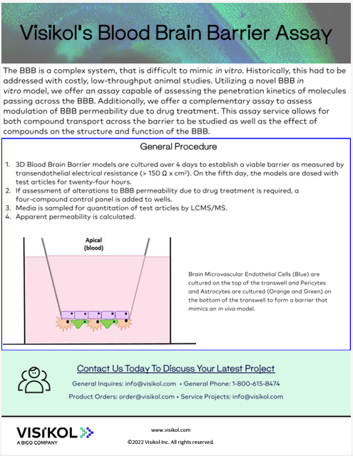 Visikol's tweet photo. Want a brief overview of our Blood Brain Barrier Model? Download the one-sheet here-/https://t.co/8dUKT0tSbN

#Visikol #BloodBrainBarrier #InVitroAssay https://t.co/TYSLARaacM