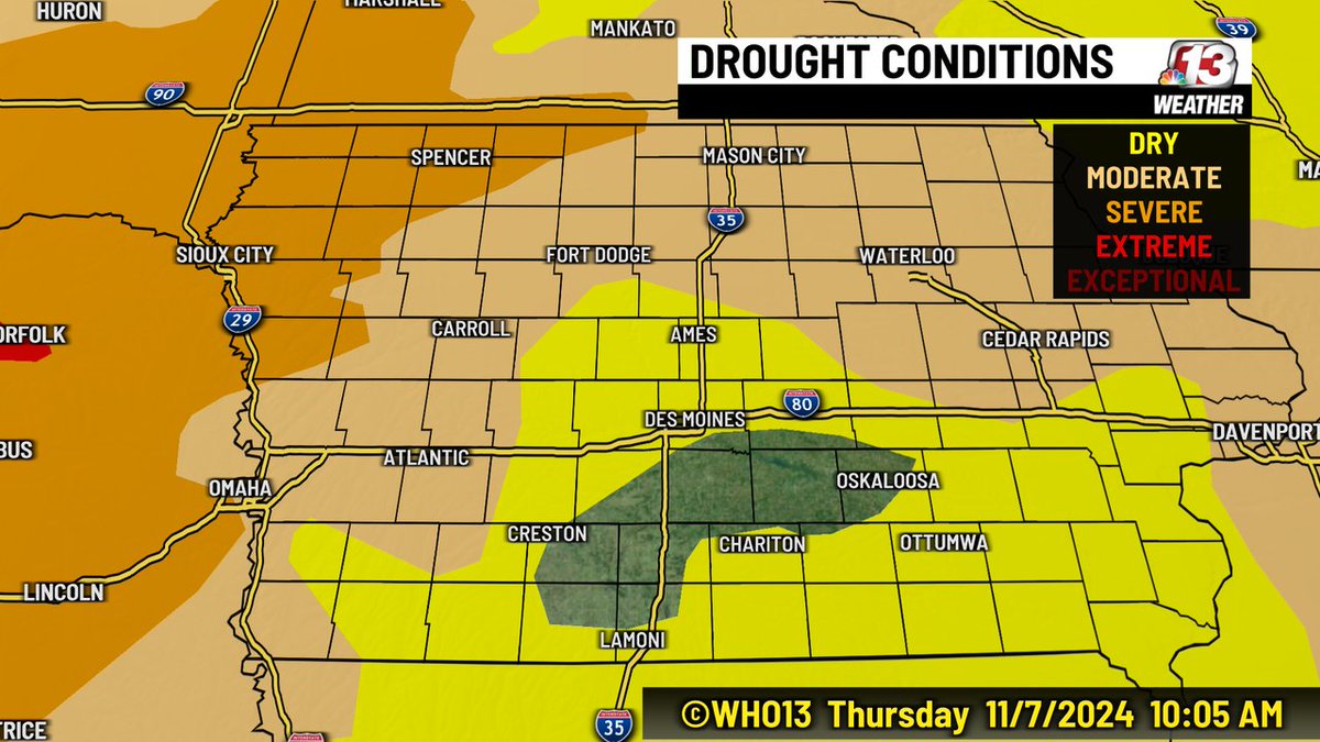 JeriannWX's tweet image. Northwest Iowa is the driest area in the state on this week's drought monitor.