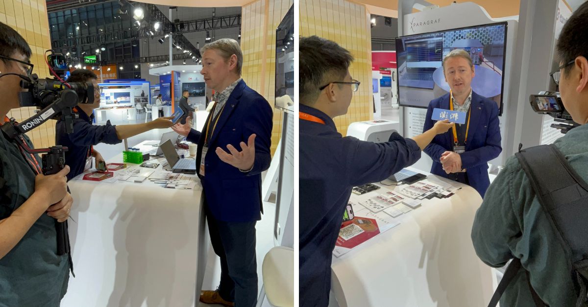 Paragraf_Gr's tweet image. Paragraf CEO, Simon Thomas, was interviewed by The Paper today at #CIIE2024.

Three days left to meet our team — Simon, Yingning, Jo and Milan — and experience Paragraf&apos;s #graphene #Hallsensors (GHS) and field-effect transistors (#GFETs) in action! Many thanks to Howard Wu from…