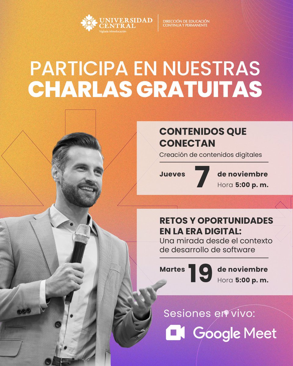 DECUCentral's tweet photo. #CharlasConExpertos. Participa en las interesantes charlas que tenemos programadas para el mes de 📆 noviembre y actualiza tus conocimientos con nuestros expertos 👨‍🏫.

➡️ Solicita más información aquí
https://t.co/Icd9puWnqb https://t.co/jr9ZczbS4V