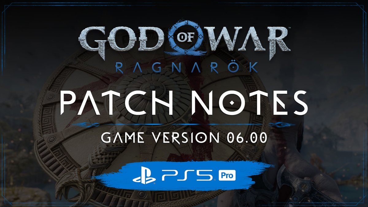 🛠️  God of War Ragnarök v.06.00 is live!🛠️

Updates for all PlayStation Players – PS4/Pro | PS5/Pro
🧩 Reduced Puzzle Hints setting added 
🎞️ Cinematic Audio Description setting added 
⚙️ Various bug fixes

New PS5 Pro Enhanced Options
❄️ New mode that enables Favor Quality