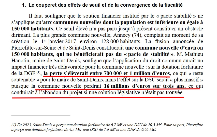 stop #désinformation : la fusion de #stdenis et #pierrefitte étaient dès le début un gouffre financier. Pour preuve #hanotin est allé pleurer devant des députés pour avoir un amendement de faveur....