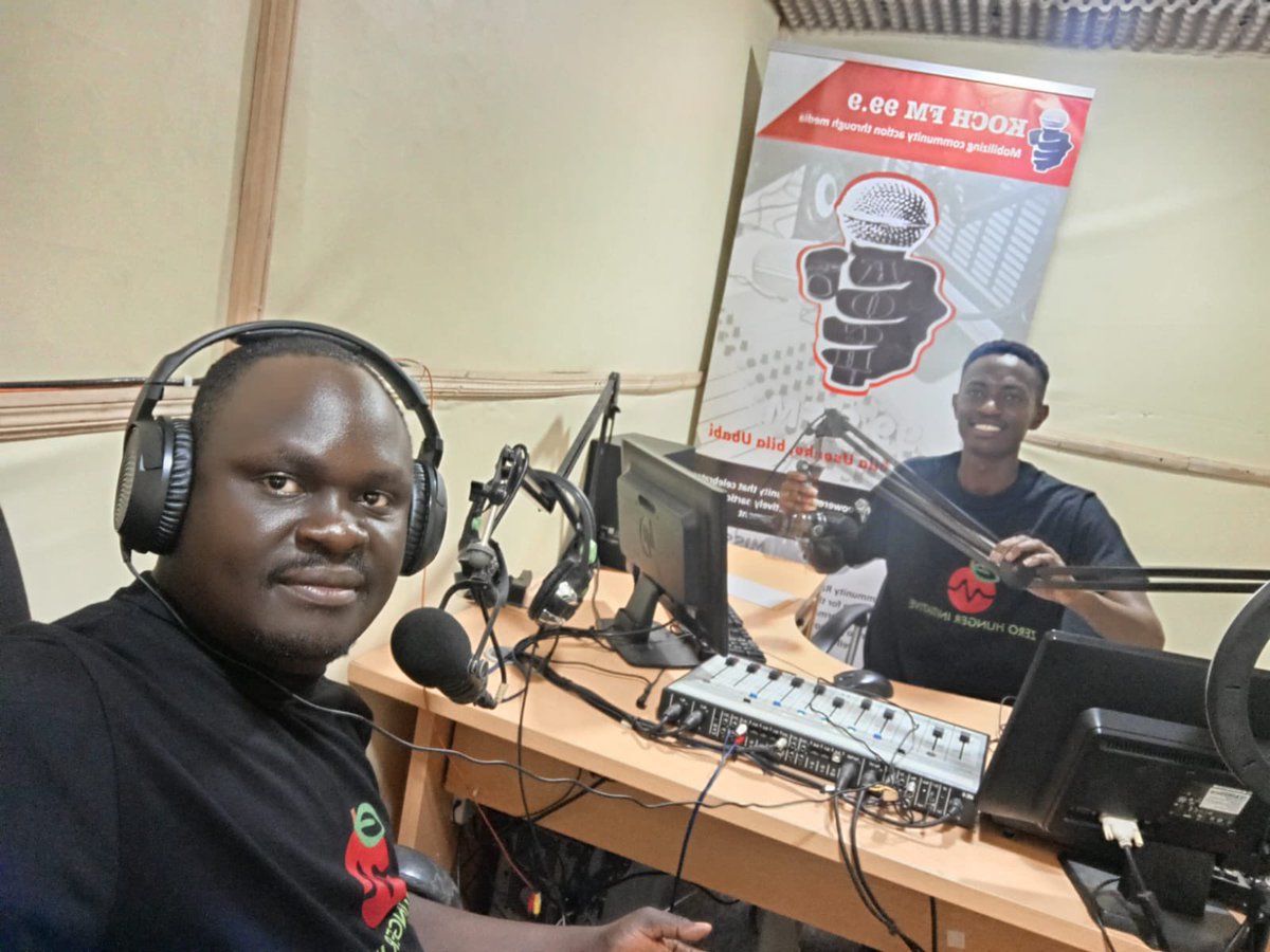 Liz_Kimani's tweet photo. On Studio today in a community radio station @koch_fm with @d_osogo & Sarah Paine from @wellcometrust, funding our @aphrc #PEIS project. We are engaging communities in Nairobi on the #RightToFood & the interlinkages between #FoodSystems, #ClimateChange & #Health. We talked about our objectives & vision for the project to the listeners in the community. It was amazing!🤩