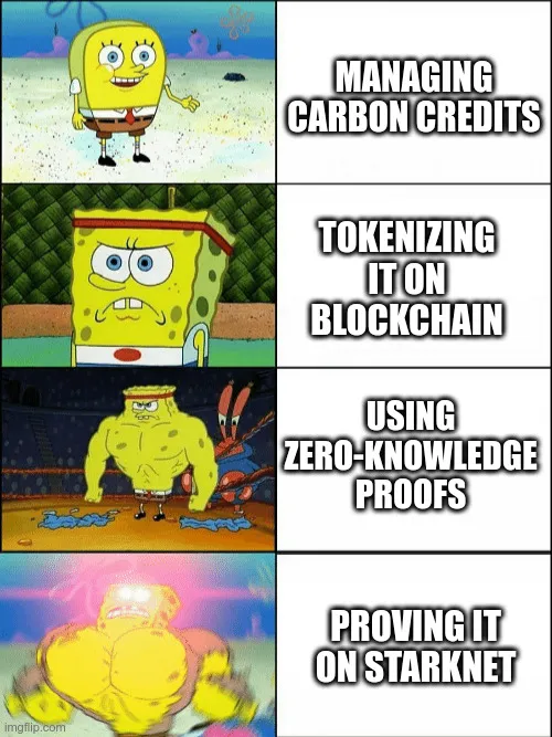 zkAinur's tweet photo. Environmental commitments with privacy? 🌱🔒
At @Carbonable_io, we're pioneering ESG verification that’s never been done before, using ZKP &amp; Garaga to secure private proofs on-chain. 
Not magic—just @Starknet tech 🐺✨

Read more here: https://t.co/3uN75UQAn8 https://t.co/pmL1MSVJYA