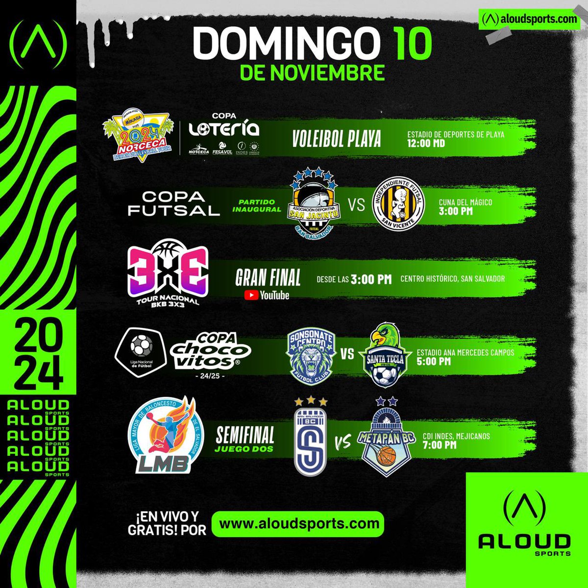 Fin de semana con #AloudSports vive la emoción del deporte nacional en una sola señal 🔴📡 GRATIS y en vivo 🤩

✨Te compartimos la cartelera de programación ✨
Desde donde estés! 🌎 aloudsports.com✅🔝