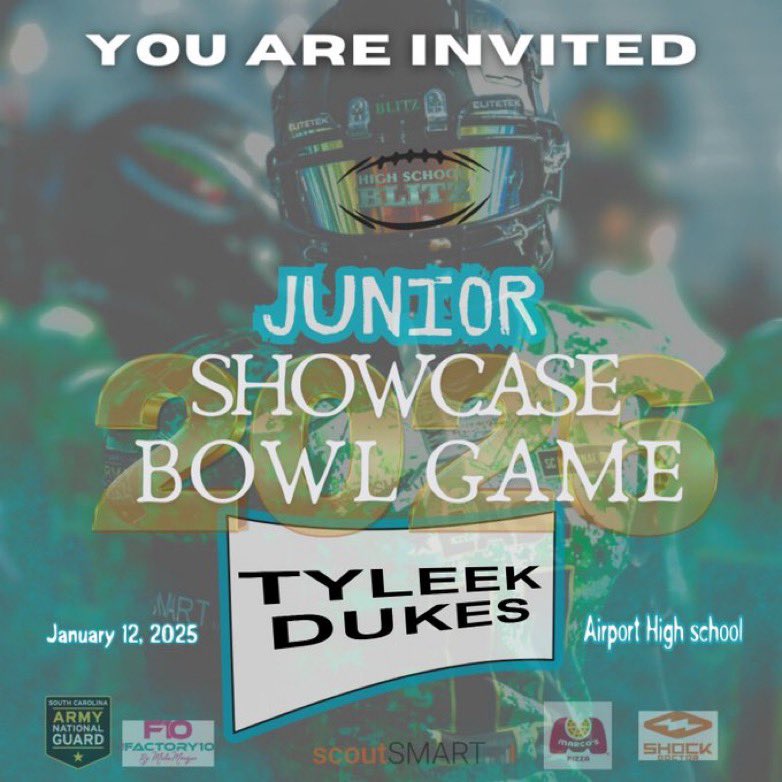 Thank you <a href="/HighSchoolBlitz/">High School Blitz</a> for the invite can’t wait to compete!! 
<a href="/HighSchoolBlitz/">High School Blitz</a> <a href="/HighSchoolBlitz/">High School Blitz</a> <a href="/KingstreeHigh/">Kingstree High School Athletics</a> <a href="/Backendcoach12/">ShaDon Brown</a>