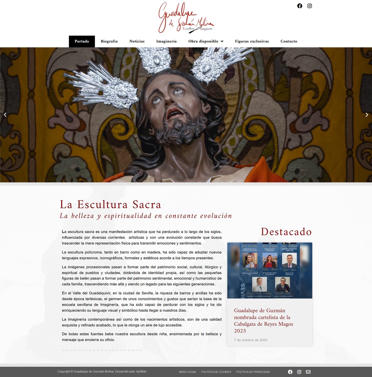 📣 Finalizamos el nuevo portal web de la artista Guadalupe de Guzmán Molina #escultora #imaginera 
📲Visítala en guadalupedeguzmanmolina.com