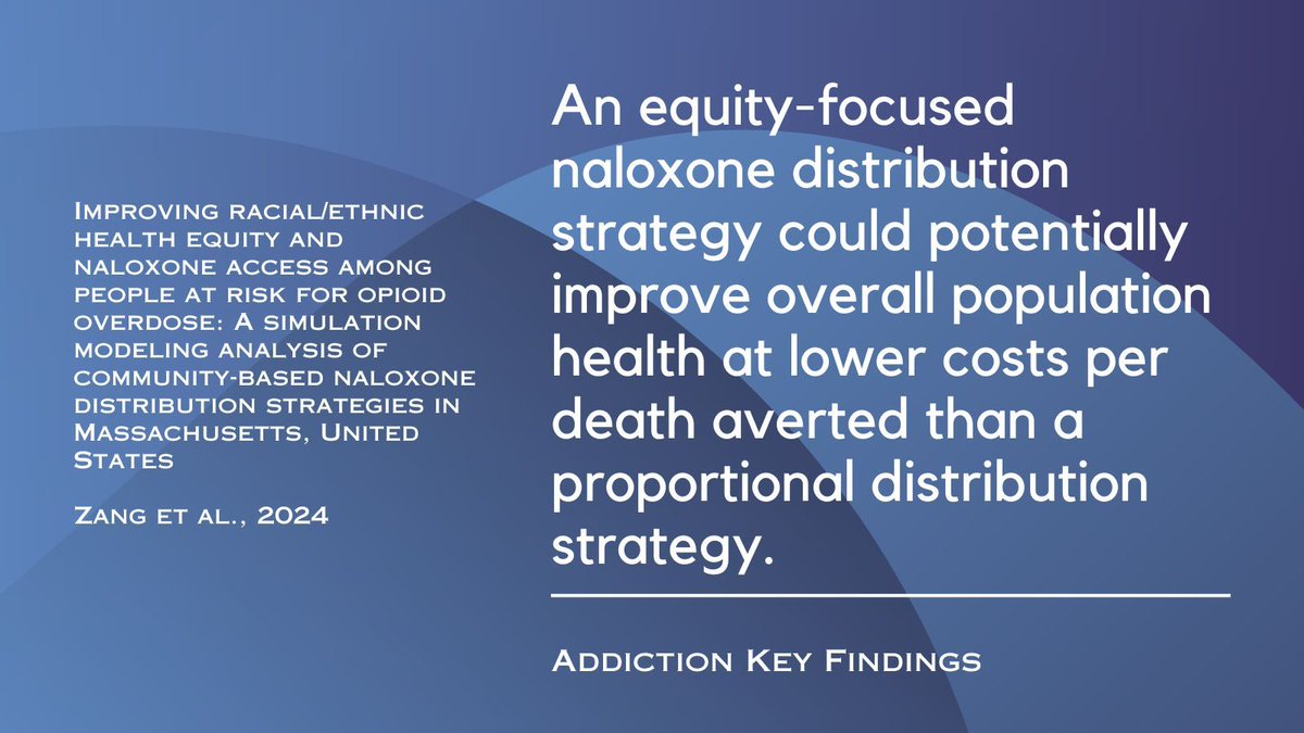 An naloxone distribution strategy designed to reduce racial and ethnic disparities in naloxone availability could improve overall population health at lower costs per death averted than a proportional distribution strategy. <a href="/XiaoZang5/">Xiao Zang</a> <a href="/PublicHealthUMN/">UMN School of Public Health</a> buff.ly/3YjVrnp