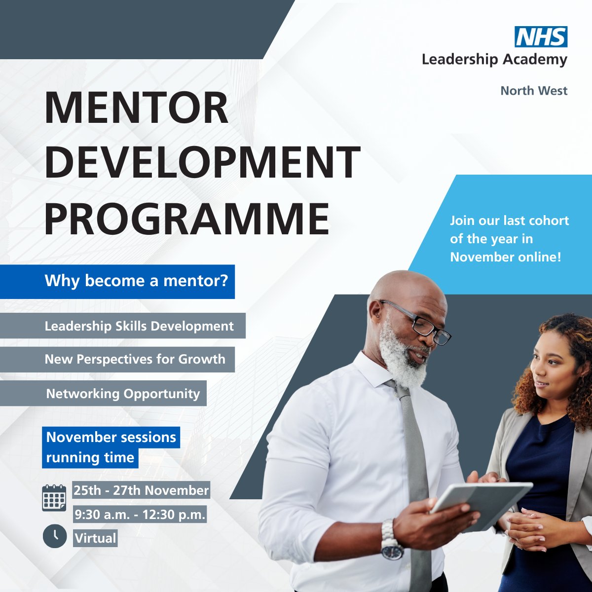 Ready to make an impact while advancing your career?
#Mentoring can build your leadership skills, offer fresh perspectives, and expand your network🙌

Interested? Register now and join our last mentor development programme of the year in November online!
🔗coachingandmentoringhub.nhs.uk