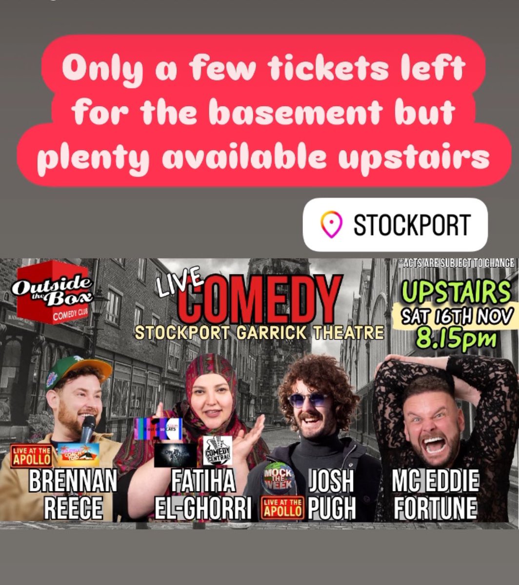 OTB Comedy Stockport (@otbstockport) on Twitter photo Tickets➡️ wegottickets.com/event/614487
#stockport #theheatons #romiley #edgeley #cheshire #hyde #geecross #woodley #bredbury #offerton #marple #bramhall #wilmslow #poynton #levenshulme #macclesfield #didsbury #cheadle #hazelgrove #mellor #newmills #reddish #congleton #alderleyedge Tickets➡️ wegottickets.com/event/614487
#stockport #theheatons #romiley #edgeley #cheshire #hyde #geecross #woodley #bredbury #offerton #marple #bramhall #wilmslow #poynton #levenshulme #macclesfield #didsbury #cheadle #hazelgrove #mellor #newmills #reddish #congleton #alderleyedge