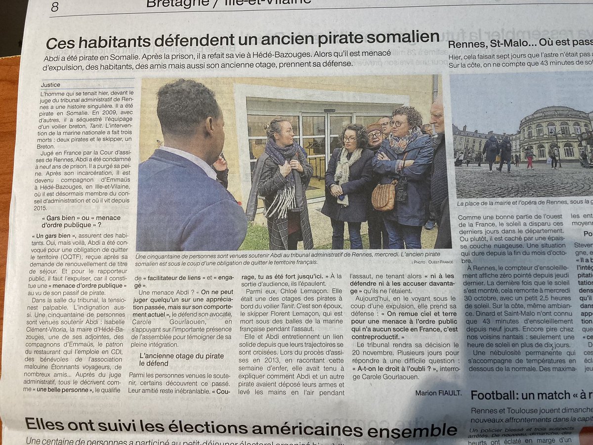 Voilà où peut mener l’obsession mediatico-politique concernant les OQTF ! On en arrive à des situations insensées à savoir mettre une #OQTF à un individu qui a purgé sa peine, s’est parfaitement réinséré depuis, ne représentant aucun danger 🤦🏻👇🏻via <a href="/ouestfrance35/">Ouest-France 35</a>