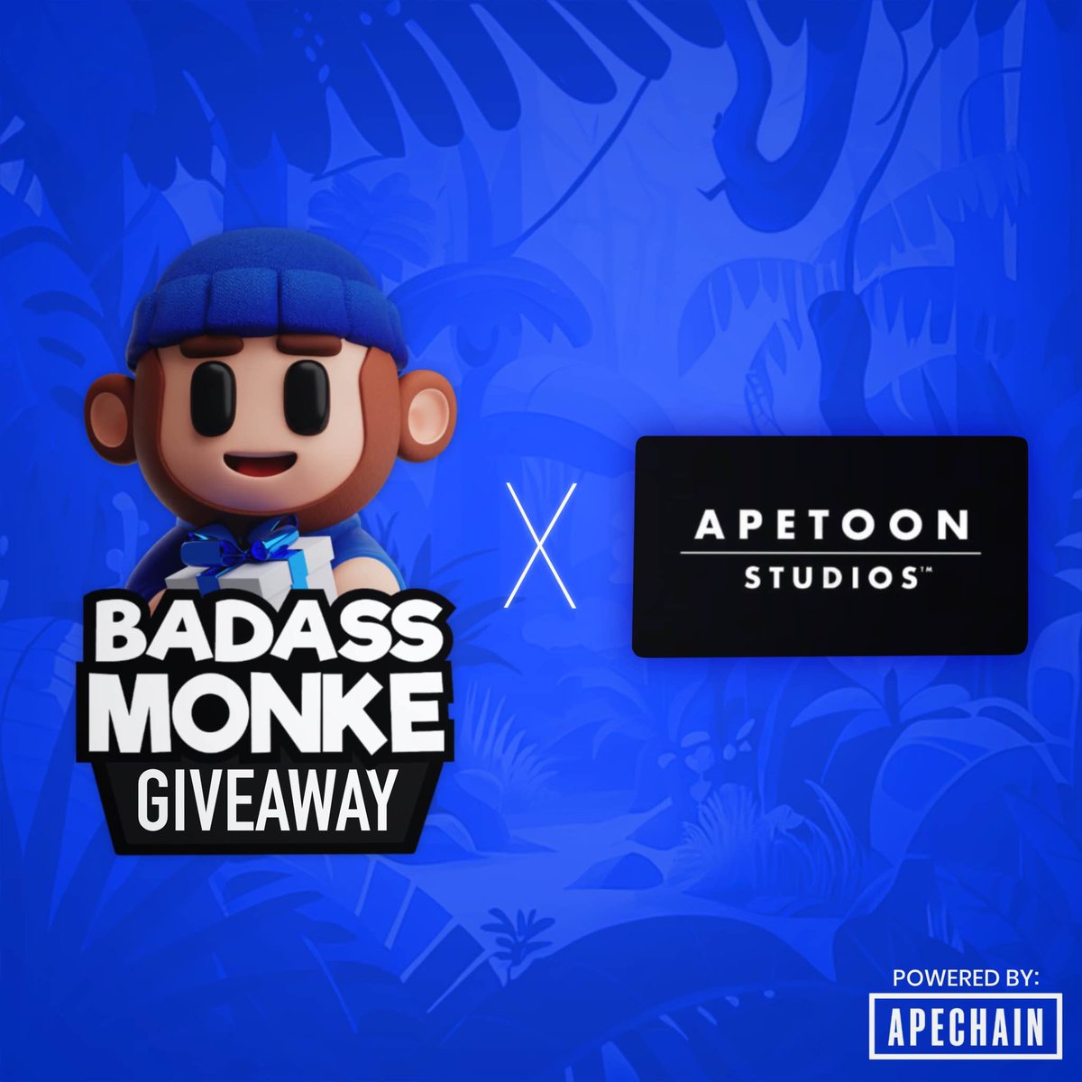 badassmonke's tweet photo. We are excited to give away 3 WL spots for @ApetoonStudios on #ApeChain 

How to enter:
• Follow: @ApetoonStudios &amp; @badassmonke 
• Like &amp; retweet this post
• Comment your wallet address

Ends in 24 hours 💙 https://t.co/6hy5l06eaP