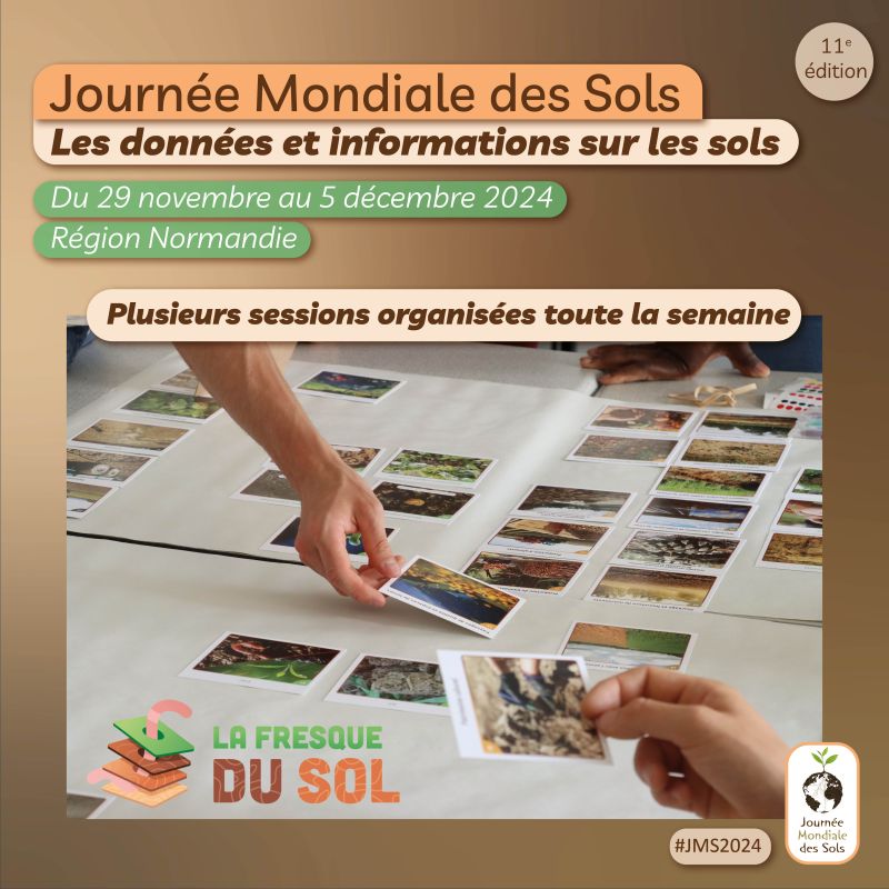 #Collectivités #Entreprises participez à l'événement national de la Journée mondiale du sol, cette année en Normandie. Organisée en partenariat avec <a href="/ademe/">ADEME</a> 
Du 29/11 au 05/12 dans toute la région
Chaque jour, un sujet différent
Renseignez-vous : urlz.fr/sYgl
