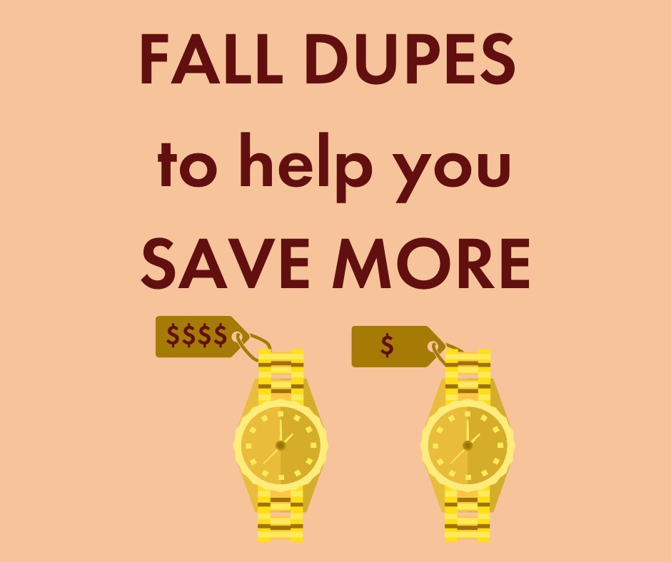 TexasBayCU's tweet image. Find duplicate alternatives for your favorite fall items this year. Saving more doesn’t need to mean having less! 

Check out these favorite fall things you can get your hands on for even less! 💵🍂

#fallshopping #dupe #falldupe #texasbaycu #savemore #savings #budgetfriendly