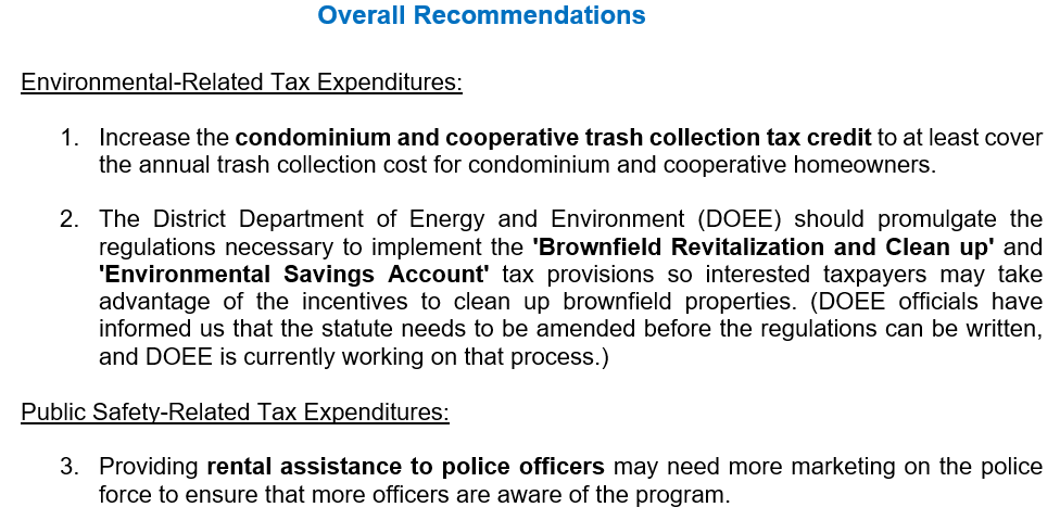 ORAdcgov's tweet image. Read our deep dive into tax expenditures related to the environment, public safety, transportation, and more. These tax breaks give tax relief but also result in forgone revenue for the District.
- Full report: ora-cfo.dc.gov/sites/default/…
- 2 pg summary: ora-cfo.dc.gov/sites/default/…
