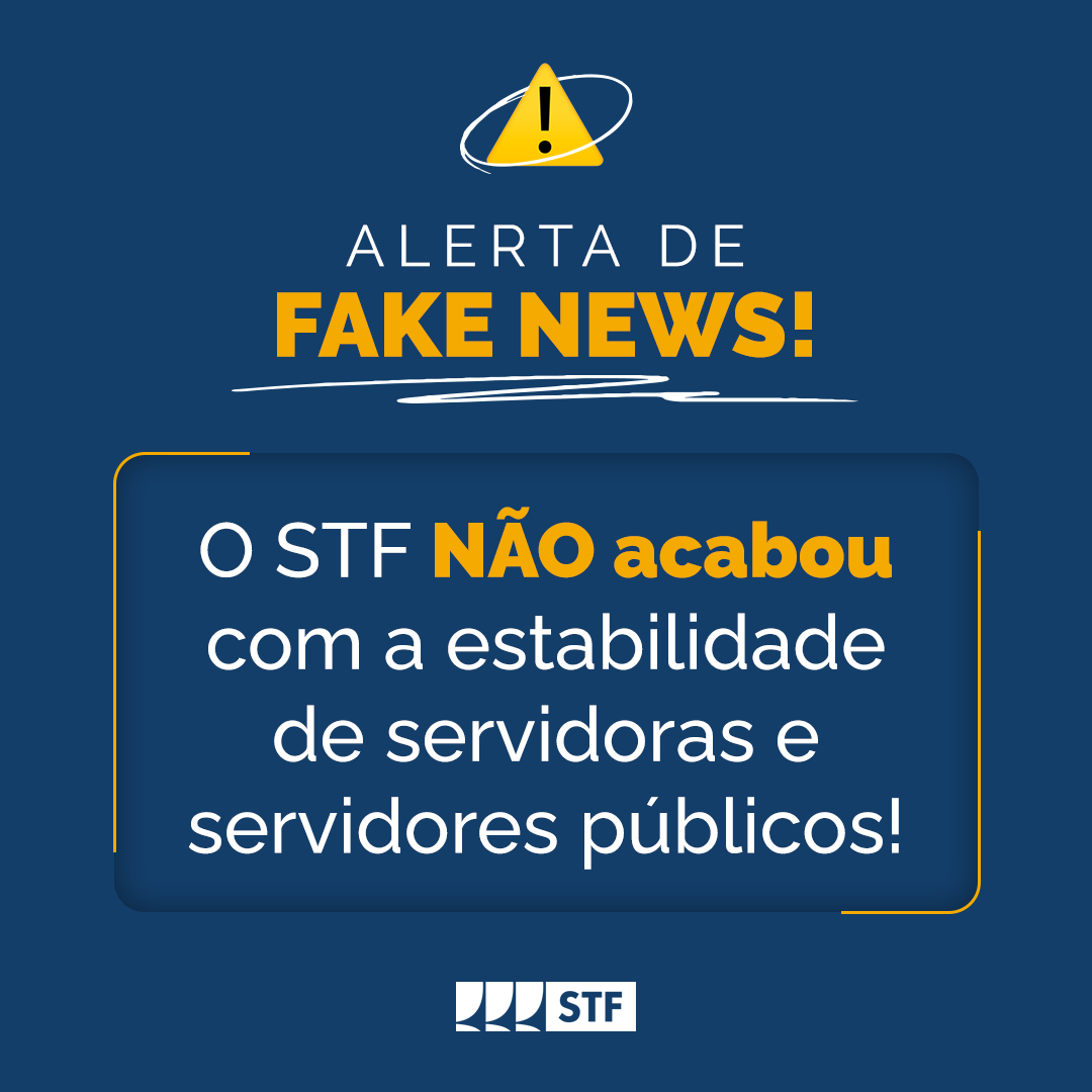 STF_oficial's tweet photo. ⚠️ Ao contrário do que tem circulado na internet, servidoras e servidores mantém sua estabilidade!

⚖️ A decisão do @STF_oficial apenas debateu se processo legislativo foi regular ou não. Siga o fio para entender o que foi decidido e não caia em #FakeNews 🧶⤵️

#Acessibilidade: contém descrição acessível