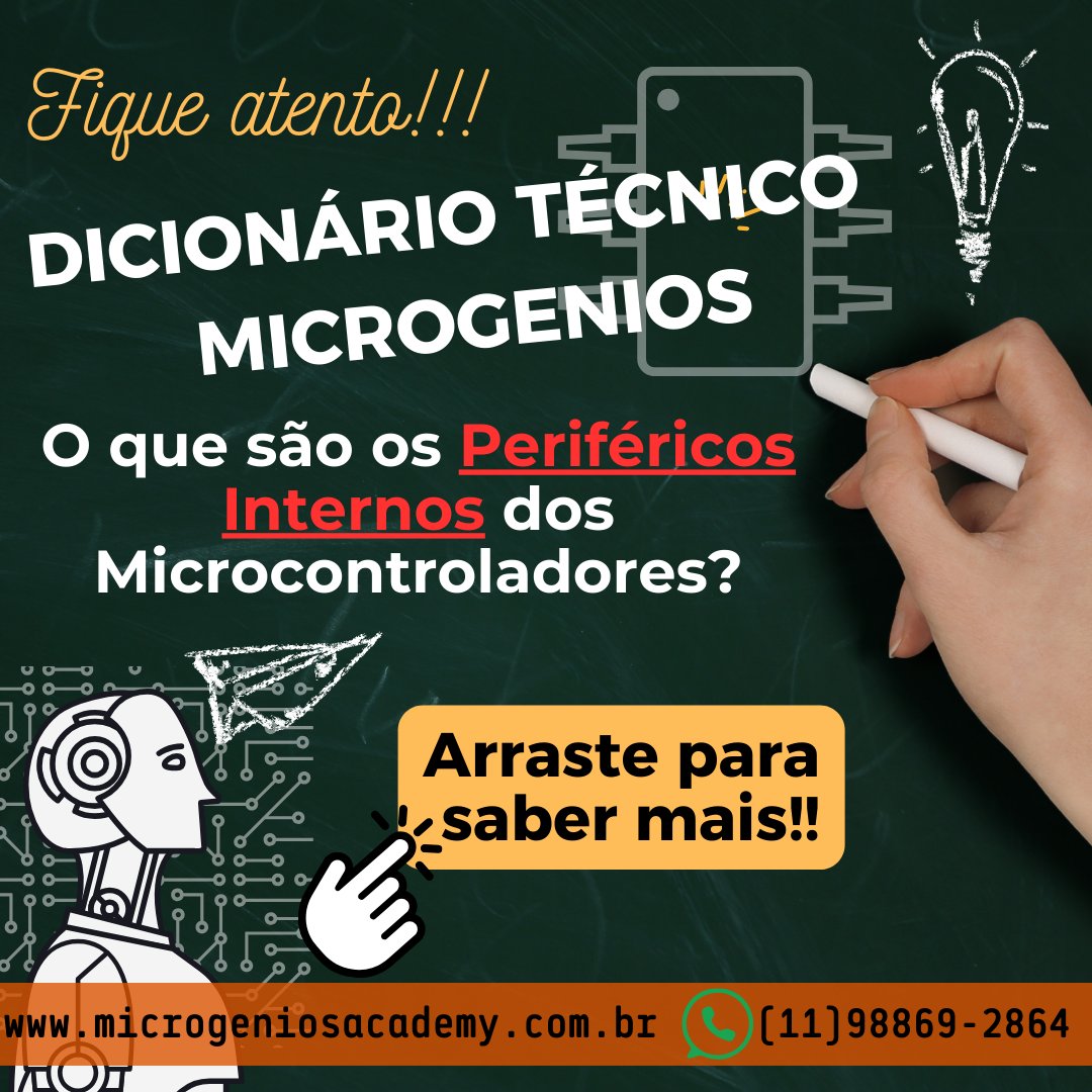 microgenios's tweet photo. Dicionário Técnico Microgenios
O que são os Periféricos Internos dos Microcontroladores?
#microgenios #MicrogeniosAcademy #microcontrolador #IoT #ESP32 #PIC #Arduino #RaspberryPi #LinguagemC #Eletronica #ARMCortex #MCU https://t.co/SQ7UICnsZU