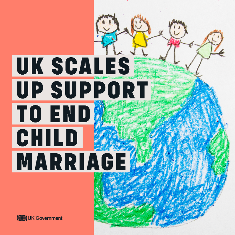 FCDOGovUK's tweet photo. Half the world’s children experience violence each year.
 
The UK is committed to breaking this cycle and enabling children to fulfil their full potential including £5 million in new funding to end child marriage.
