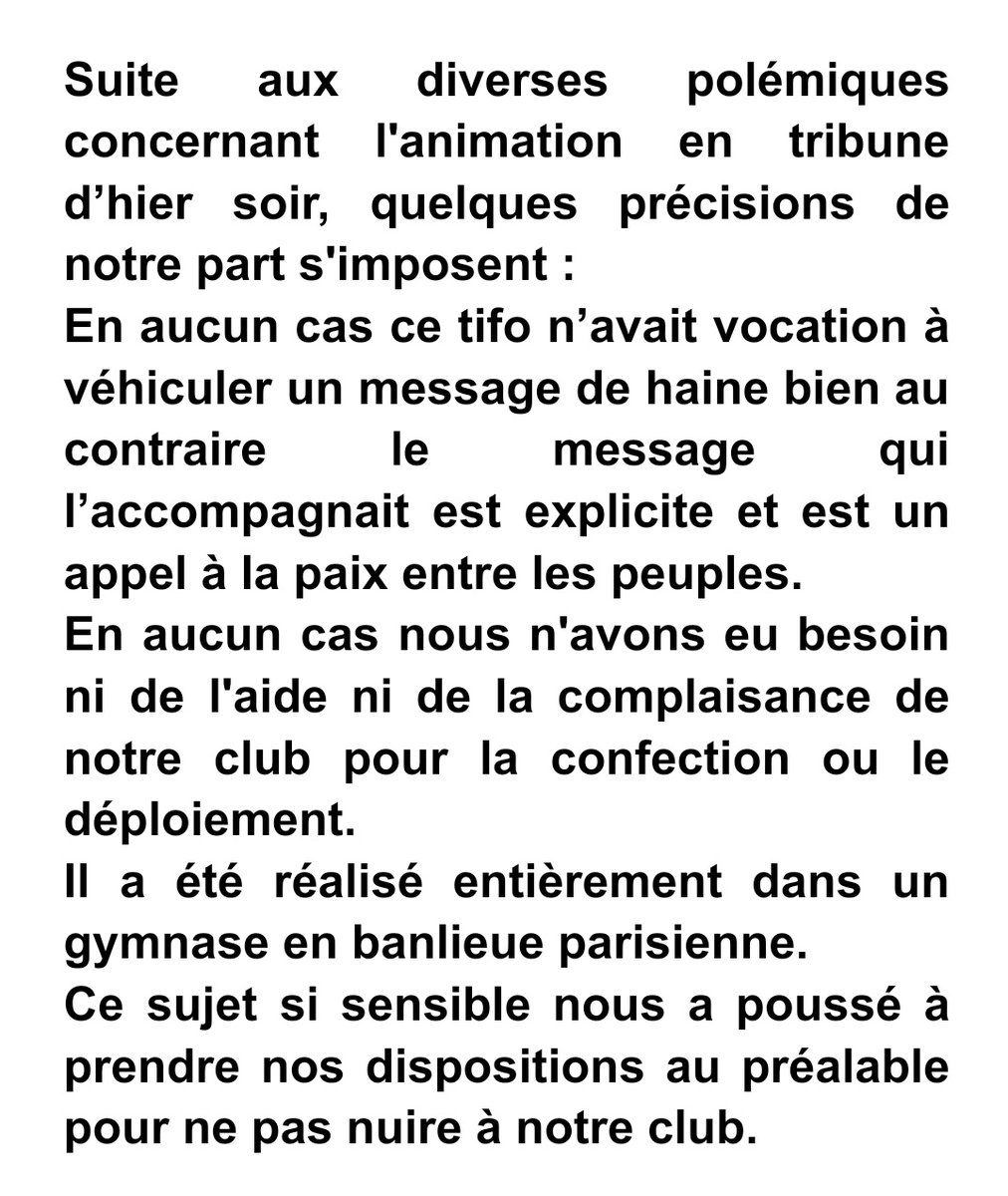 Co_Ultras_Paris's tweet photo. Mise au point. 
#PSGATM https://t.co/s47AKjUzt8
