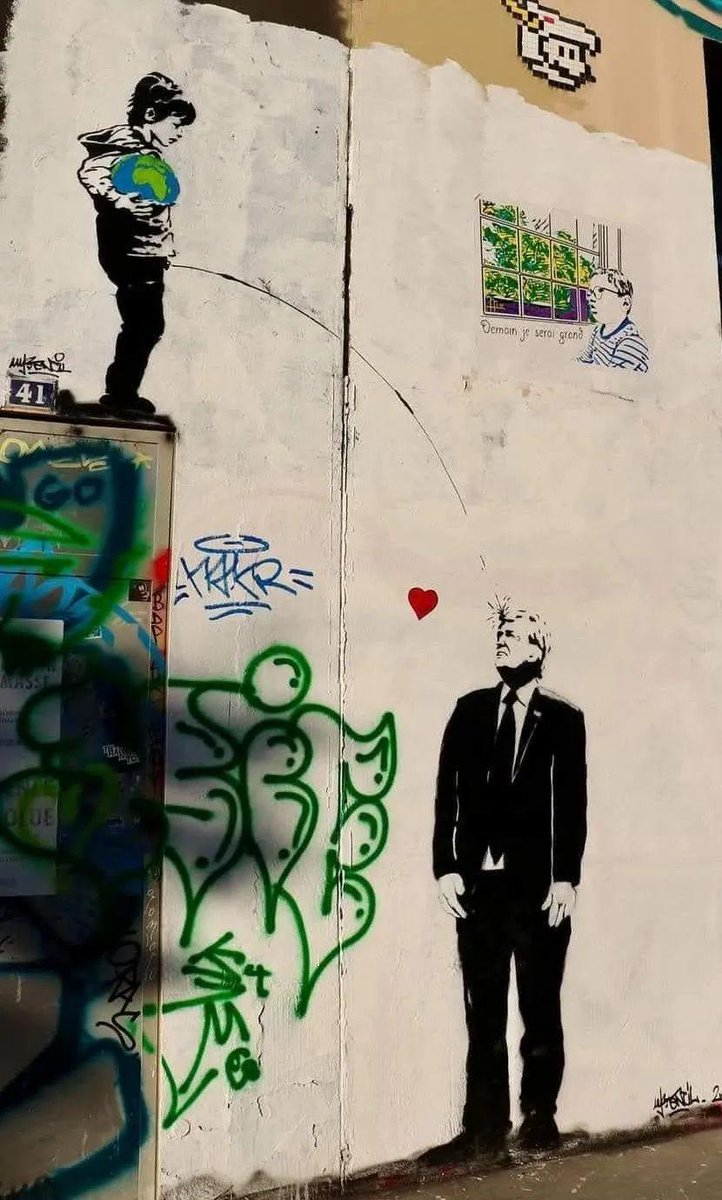 Coca44791276's tweet photo. Thanks Banksy for painting what we all think... https://t.co/W4ju1LxXFe