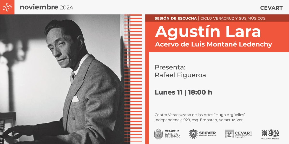 Ven a disfrutar de la Sesión de escucha, esta vez será dedicada al disco Agustín Lara y sus intérpretes, donde podrás escuchar canciones como Solamente una vez, Desesperanza, Gran amor y muchos éxitos más.
📆 Lunes 11 de noviembre.
⏰ 18 hrs.
🔴 Participa: Rafael Figueroa.