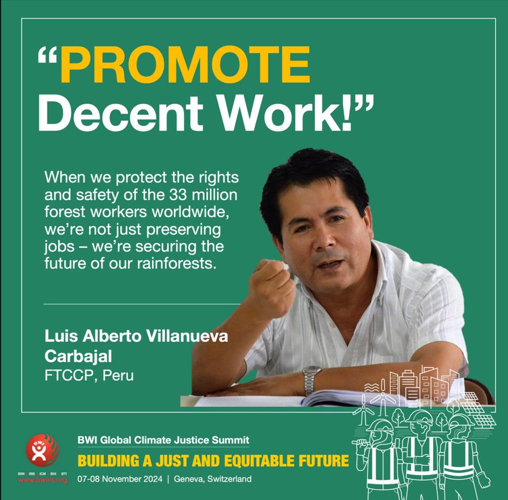 BWIglobal's tweet photo. @DenilsonPestana Luis Alberto from FTCCP, Peru underlined the importance of first key demand - PROMOTE Decent Work! 👷‍♀️👷‍♂️👷 https://t.co/3zR3HiFNEA